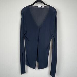 A/X Armani Exchange Midnight Blue Knit Jersey Cardigan Eye Hook‎ Size L